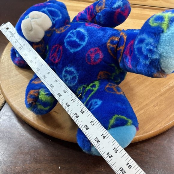 Build-A-Bear Workshop Plush Dark Blue Peace Sign Teddy Bear Stuffed Animal 14" - Picture 5 of 7